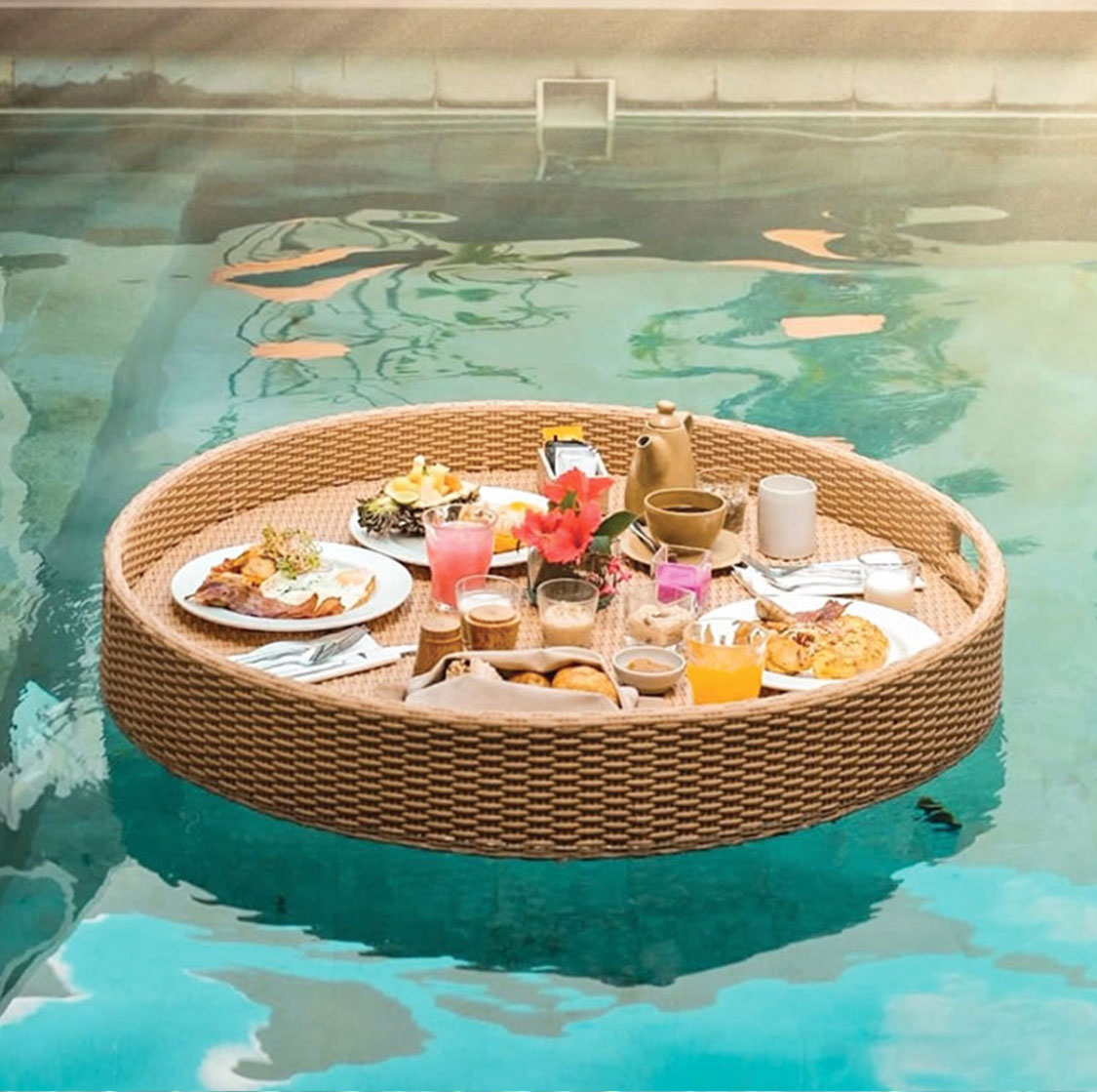 Beige Circular Floating Breakfast Tray 90cm - Image 4