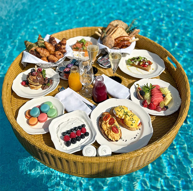 Beige Circular Floating Breakfast Tray 90cm