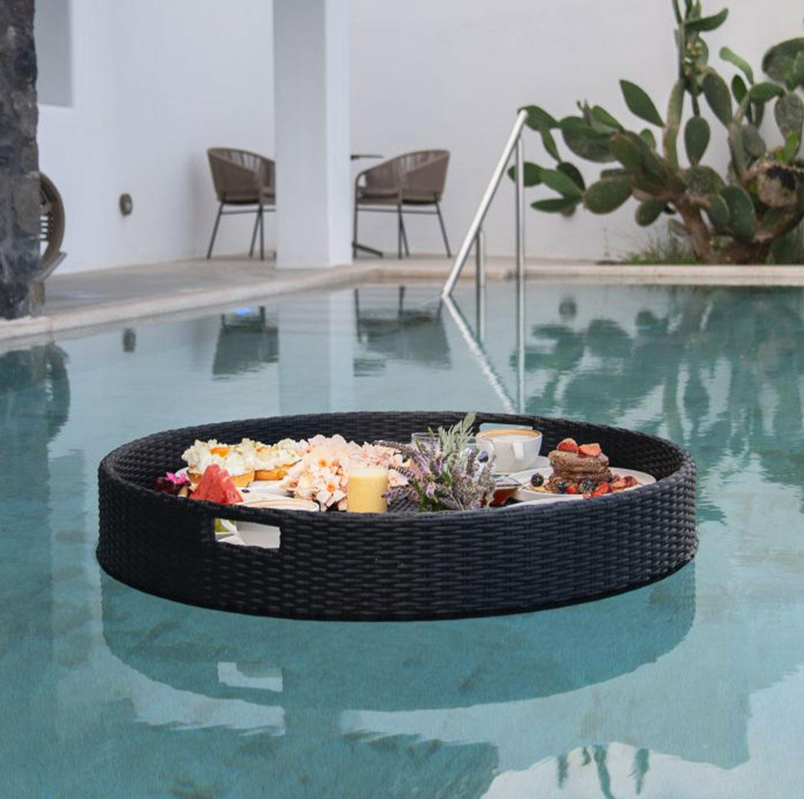 Black Circular Floating Breakfast Tray 90cm - Image 3