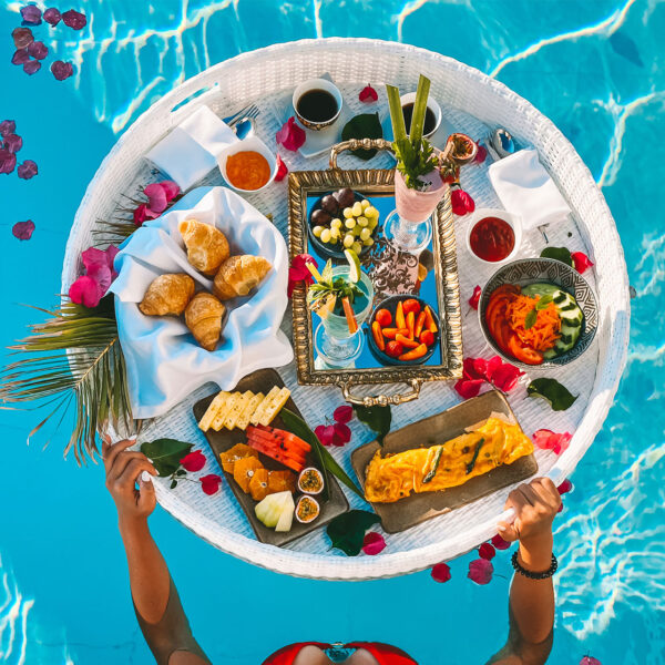 White Circular Floating Breakfast Tray 90cm