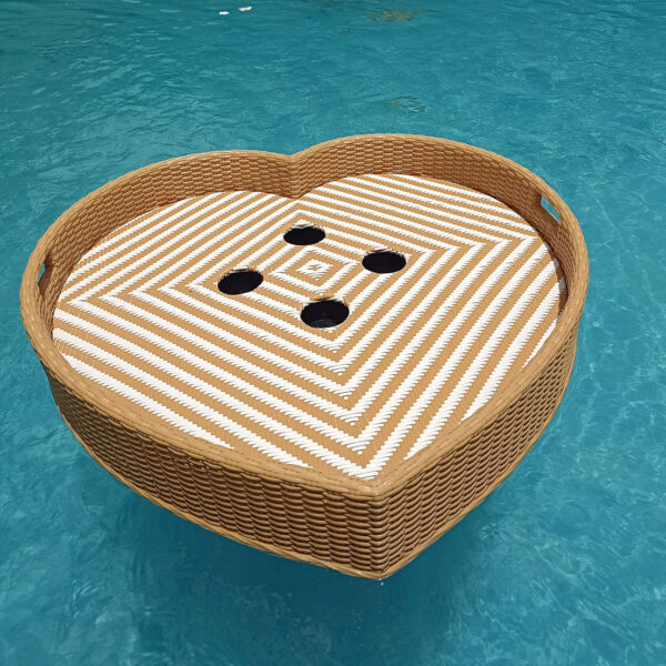 Mix Beige & White Heart Shaped Floating Breakfast Tray 90cm